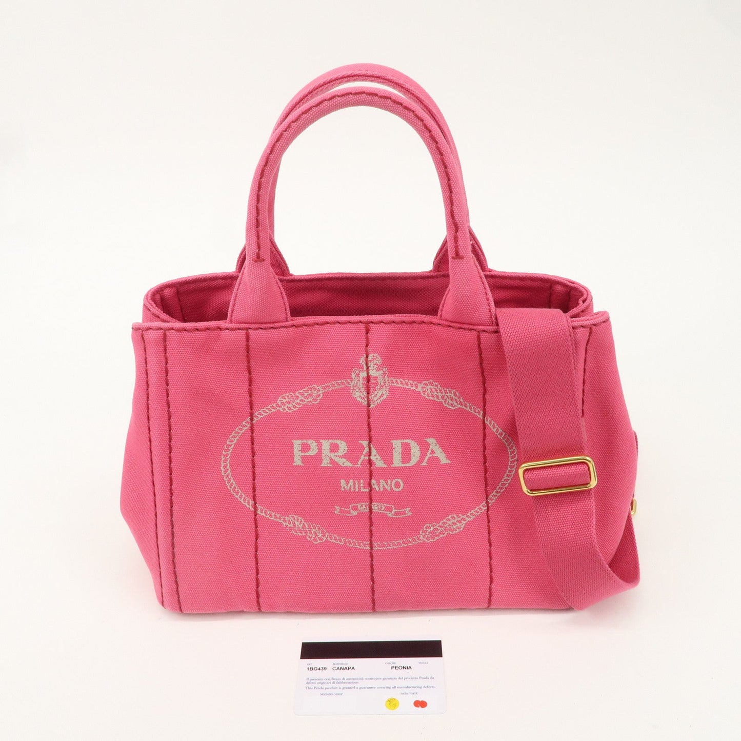 PRADA Canapa Mini Canvas 2Way Bag Hand Bag Pink 1BG439