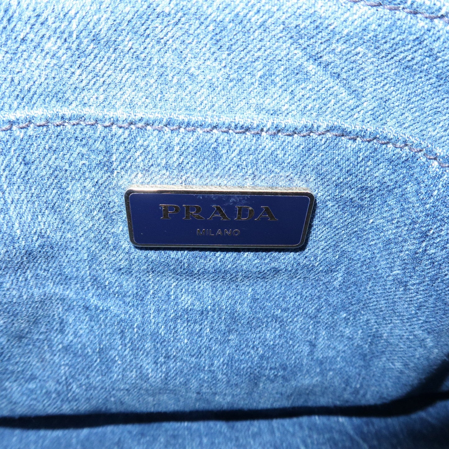 PRADA Canapa Mini Denim 2Way Tote Shoulder Bag Blue 1BG439