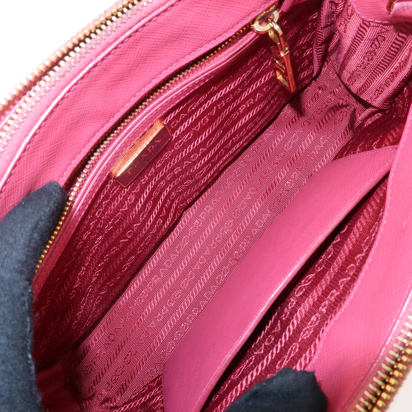 PRADA Logo Saffiano Leather 2WAY Bag Hand Bag Shoulder Bag Pink