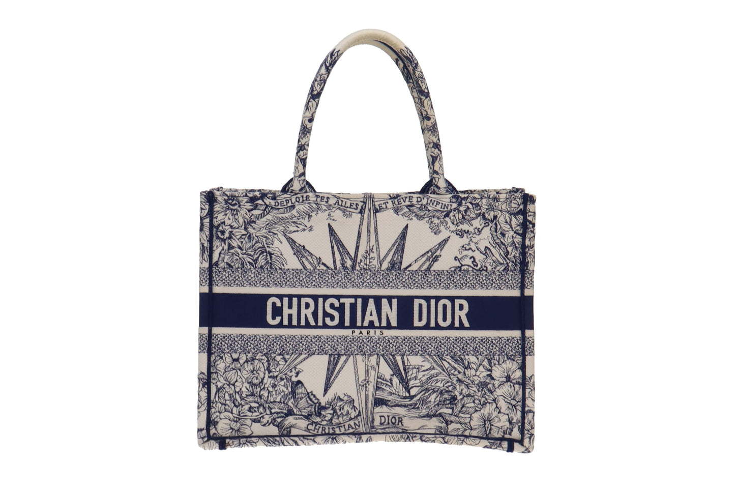 Dior White and Blue Rêve d'Infini Embroidery Canvas Medium Book Tote 2022