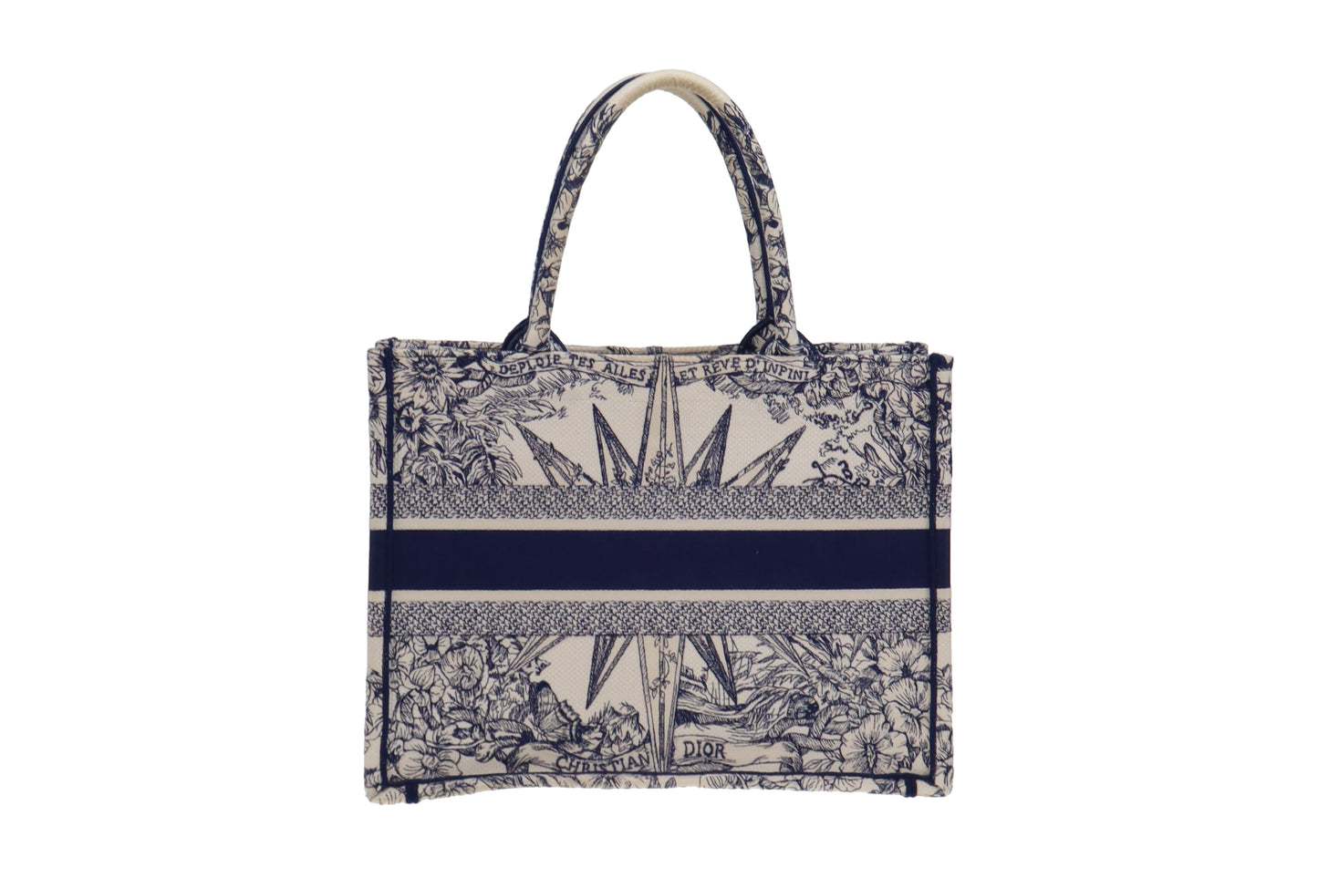 Dior White and Blue Rêve d'Infini Embroidery Canvas Medium Book Tote 2022