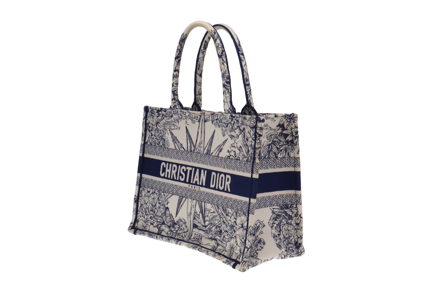 Dior White and Blue Rêve d'Infini Embroidery Canvas Medium Book Tote 2022