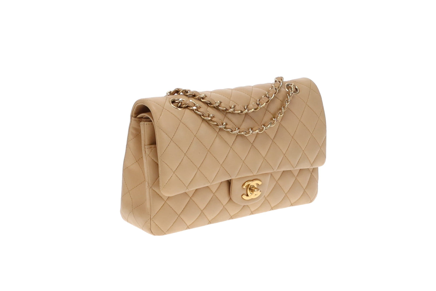 Chanel Beige Leather GHW Classic Medium Double Flap Bag 2012