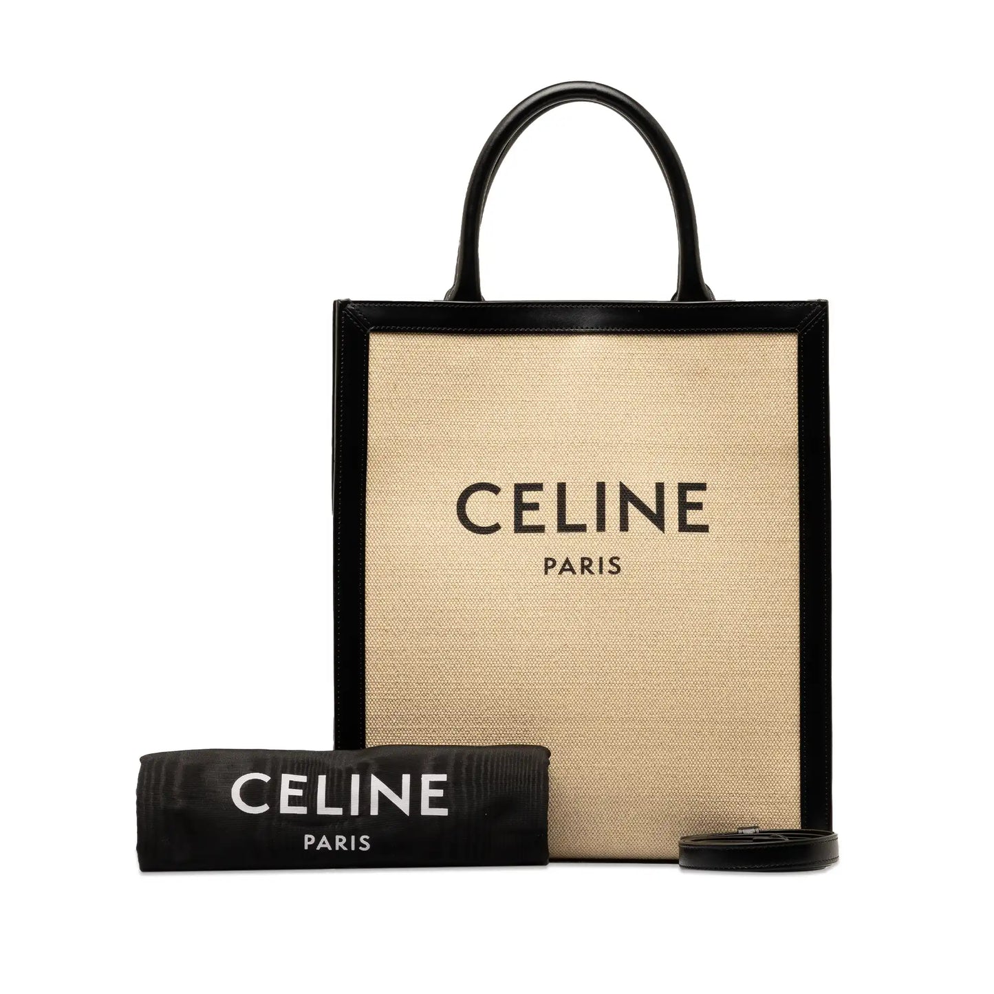 Celine Cabas Vertical Tote Medium White Canvas