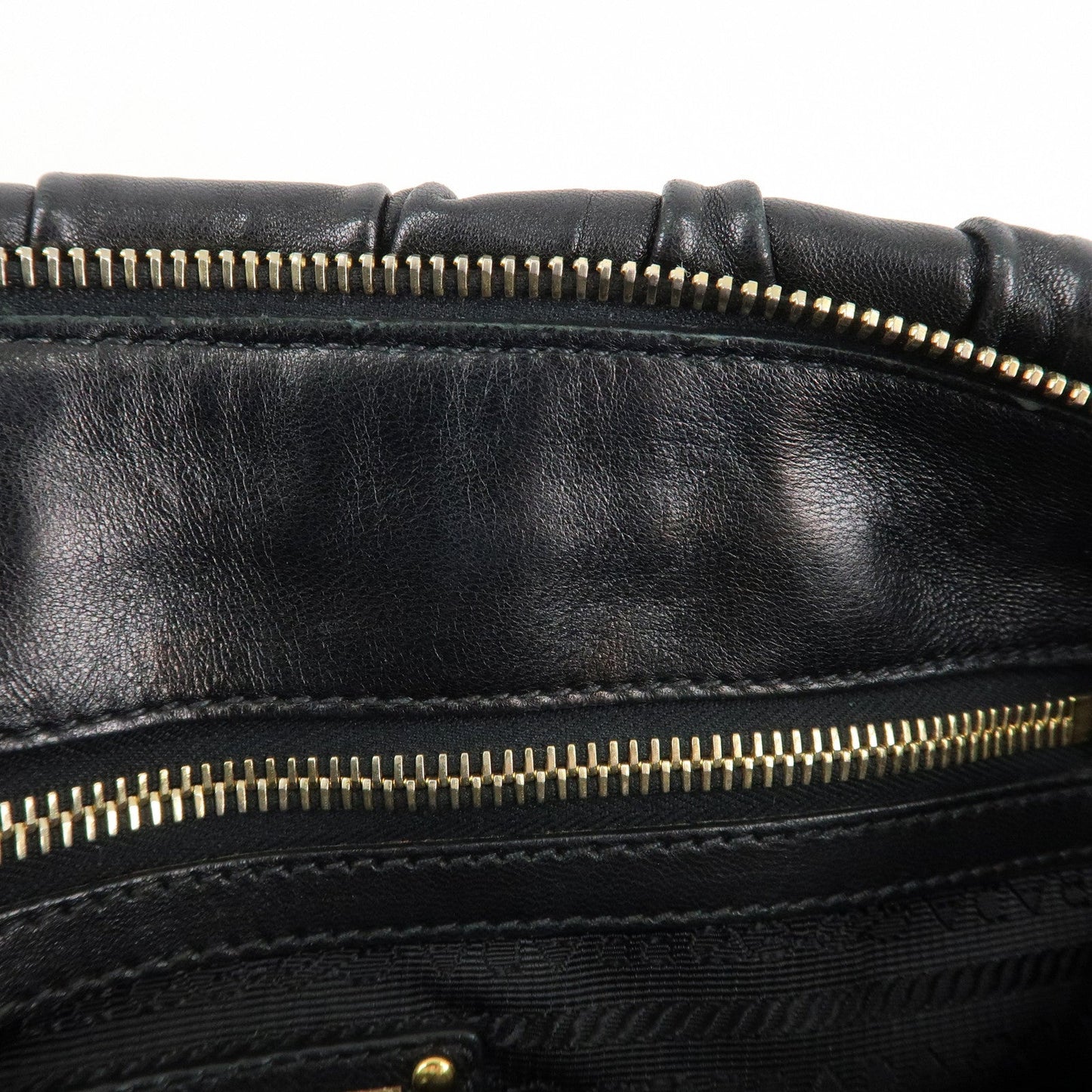 PRADA Leather 2way Bag Hand bag Black Gold Hardware