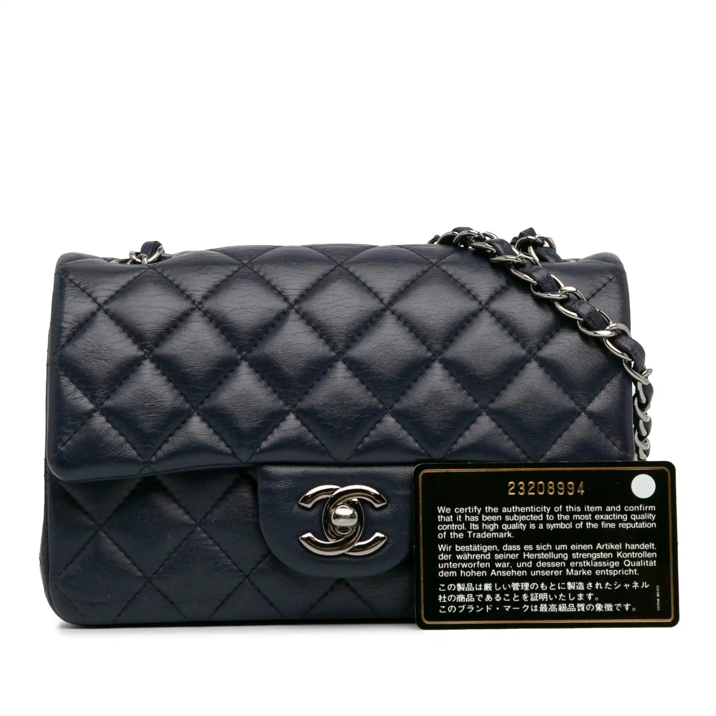 Chanel Classic Single Flap Mini Rectangular Blue Lambskin Gold