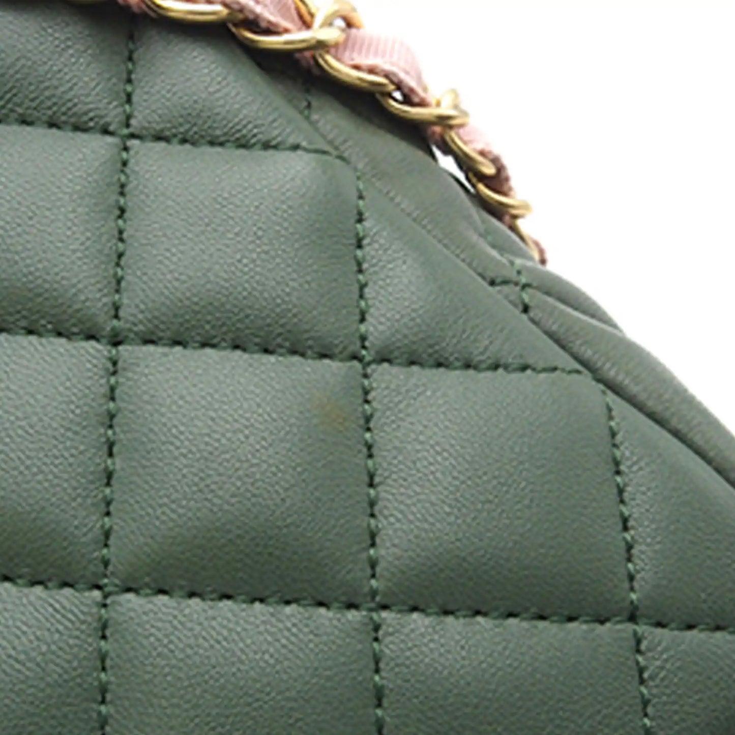 Chanel Two-Tone Flap Bag Green Lambskin Gold