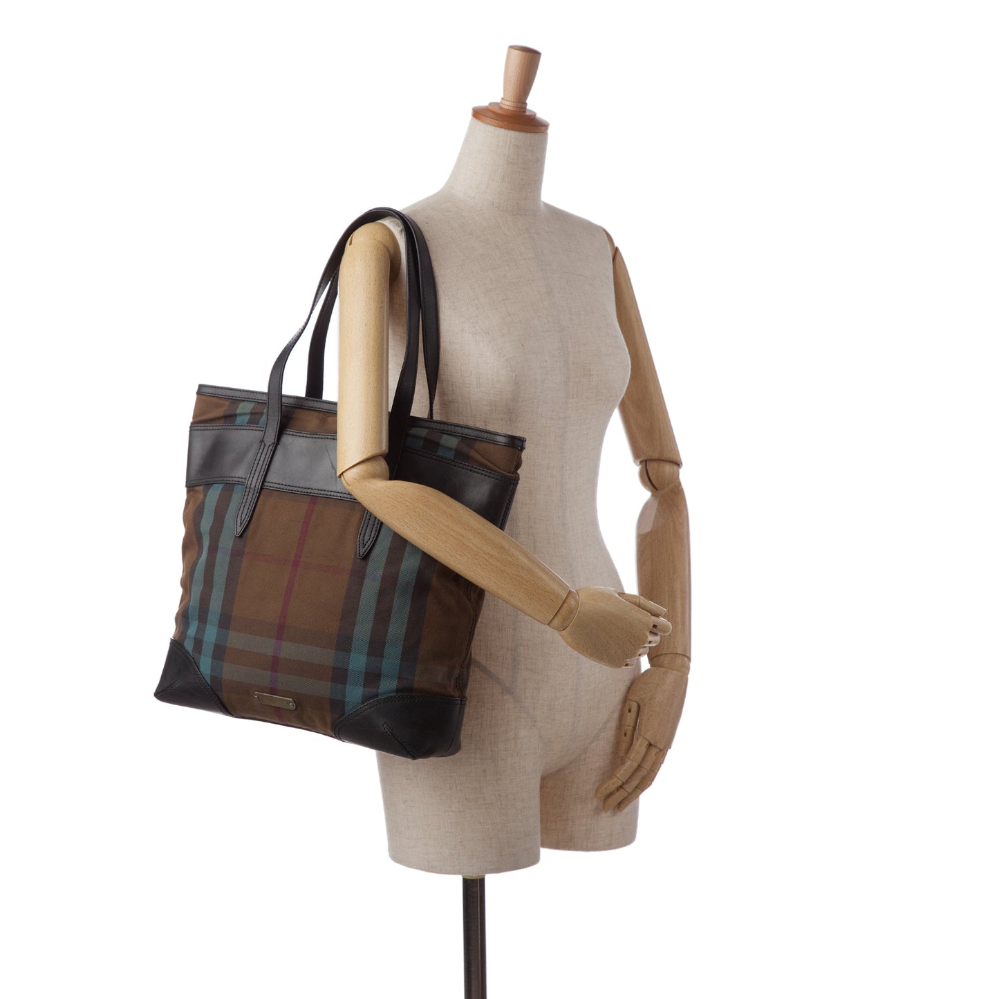 Brown Burberry Plaid Canvas Tote Bag