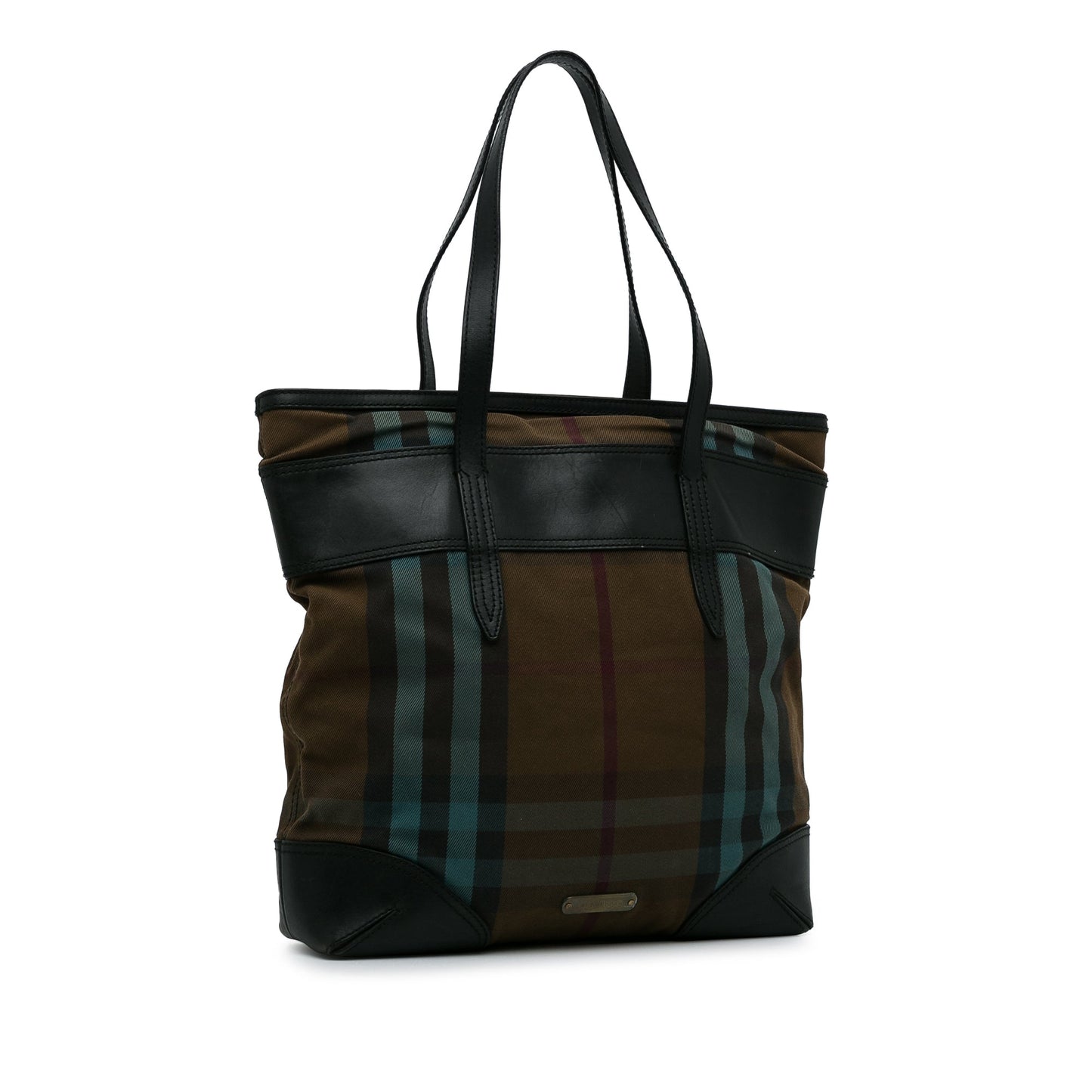 Brown Burberry Plaid Canvas Tote Bag