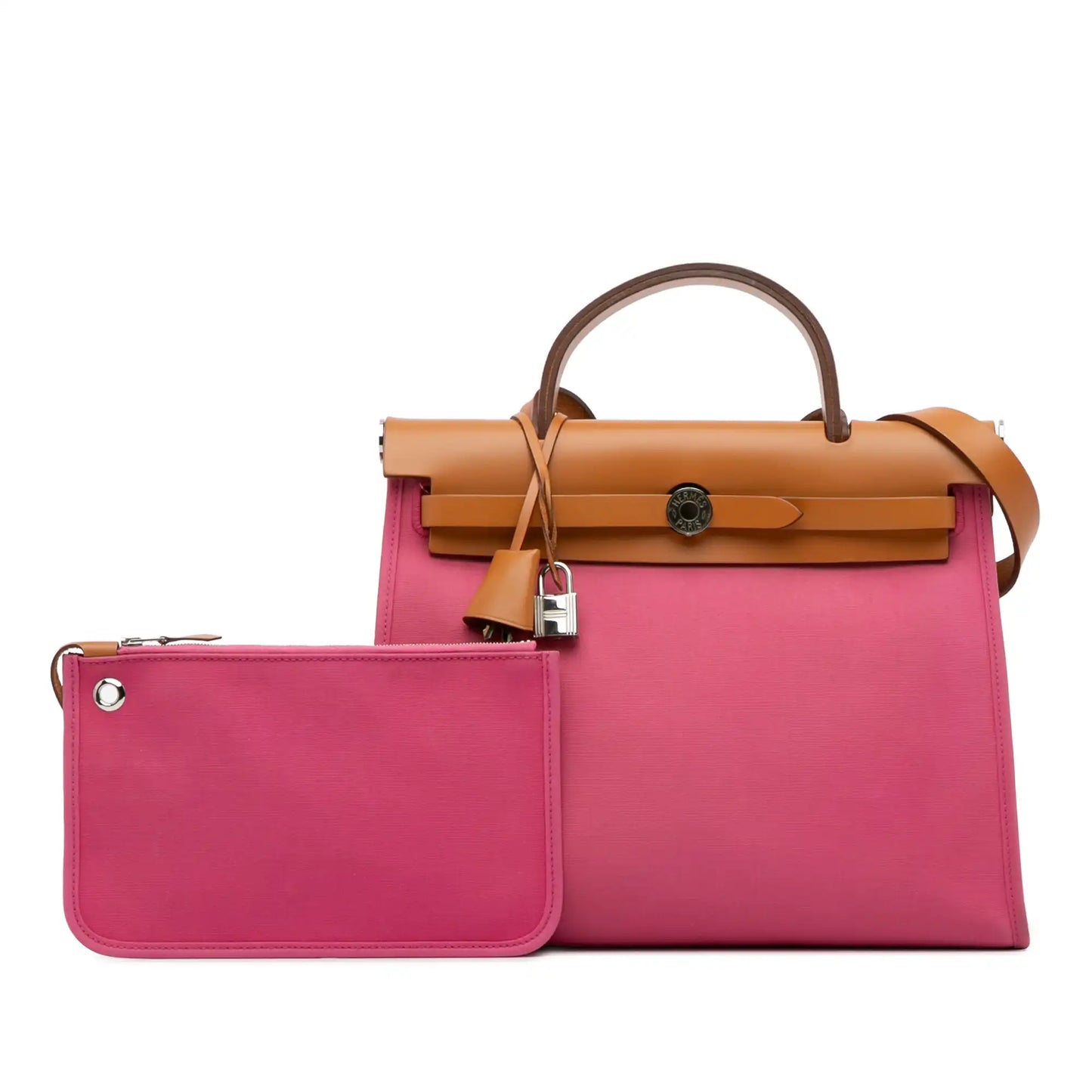 Hermès Herbag Zip 31 Pink Toile Palladium