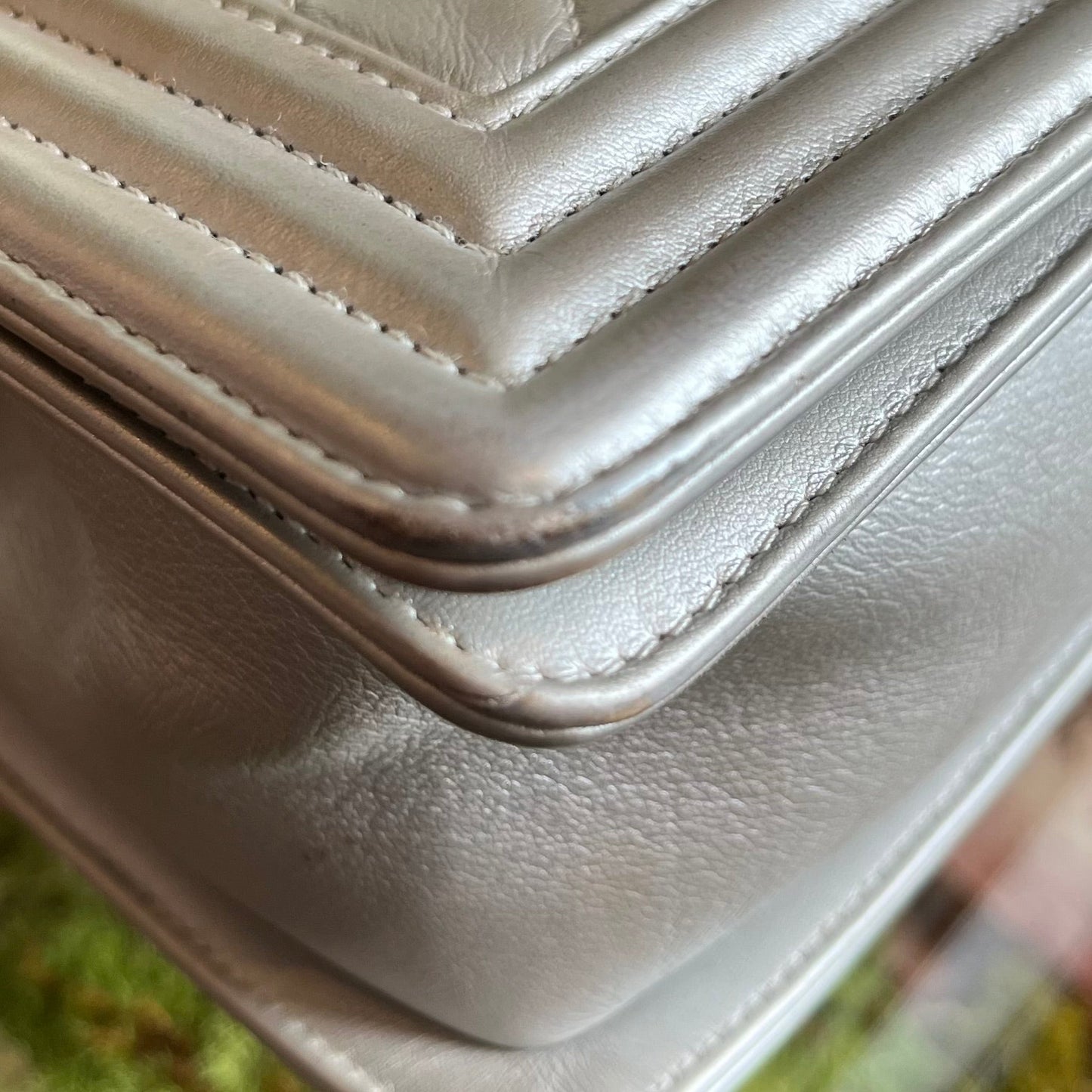 CHANEL Silver Boy Bag Medium