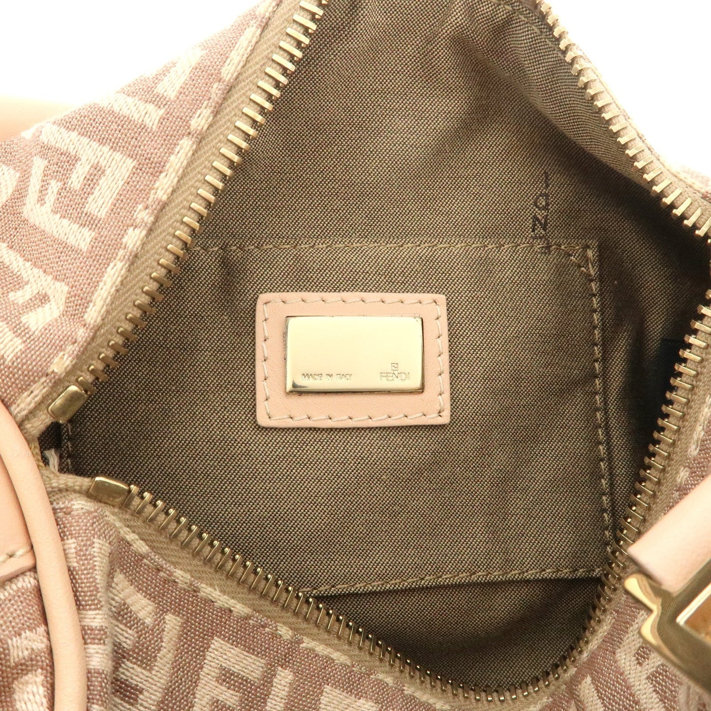 FENDI Zucchino Canvas Leather Mini Boston Bag Pink 8BL071