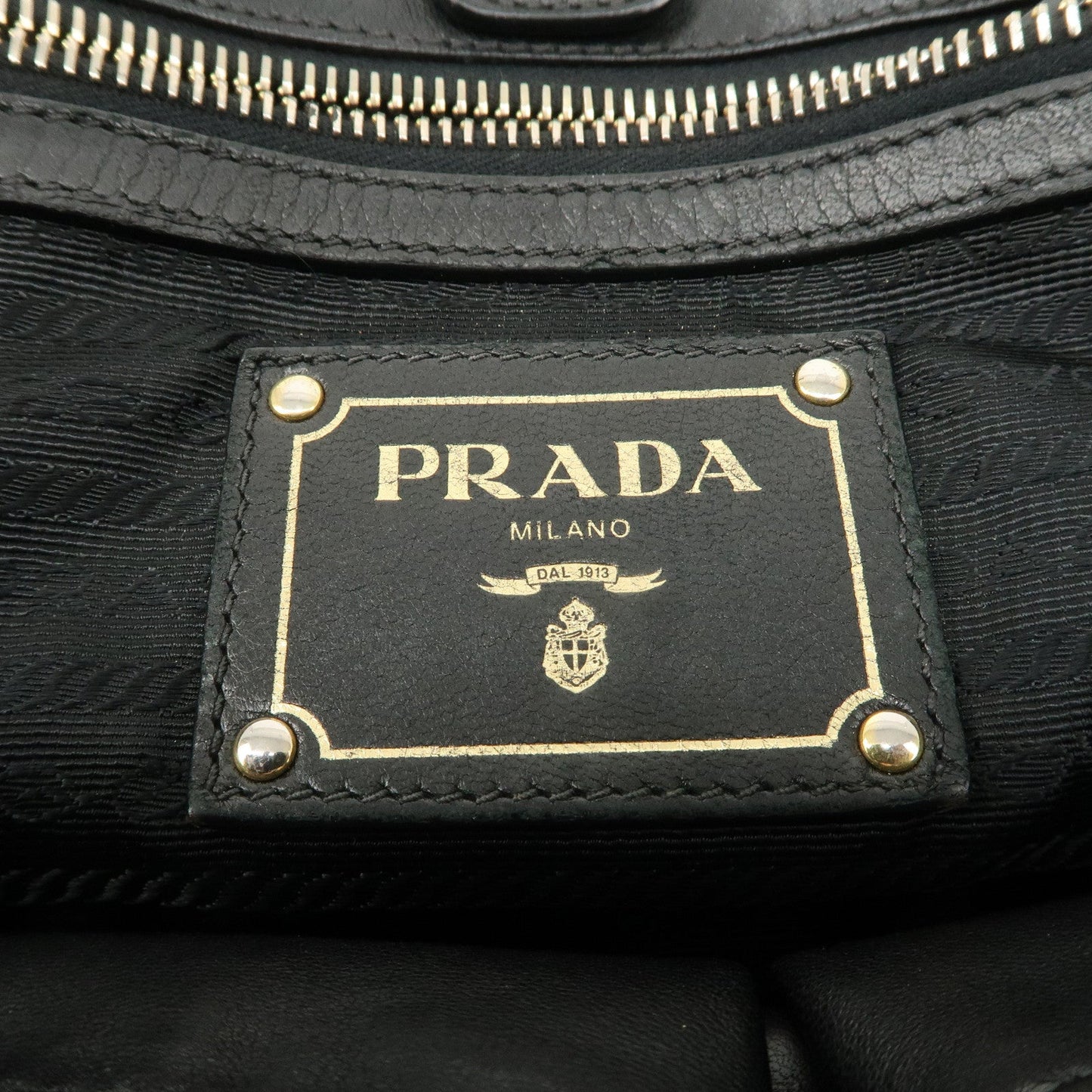 PRADA Leather Gathered 2Way Shoulder Bag Hand Bag Black BN1789