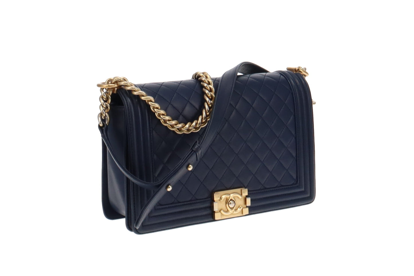 Chanel Navy and GHW New Medium Boy Bag 2015/16 (21 series)