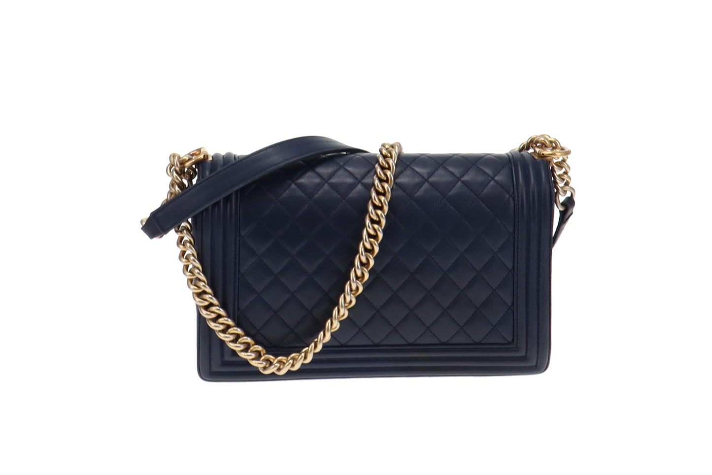 Chanel Navy and GHW New Medium Boy Bag 2015/16 (21 series)