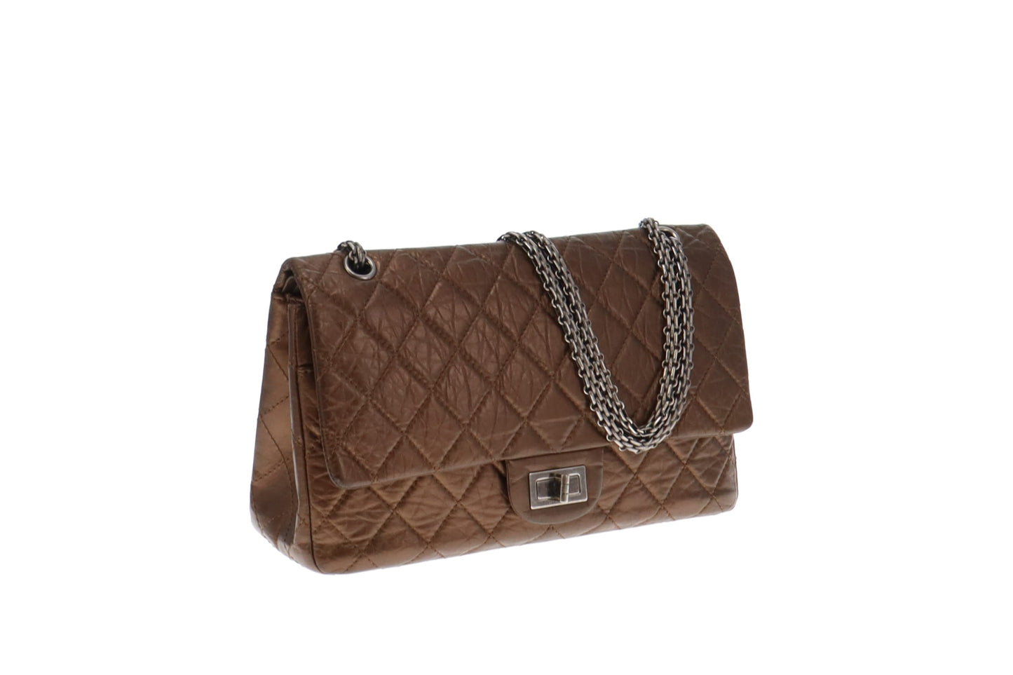 Chanel Bronze Crinkled Calfskin and Gunmetal HW 2.55 Reissue 227 2008/09