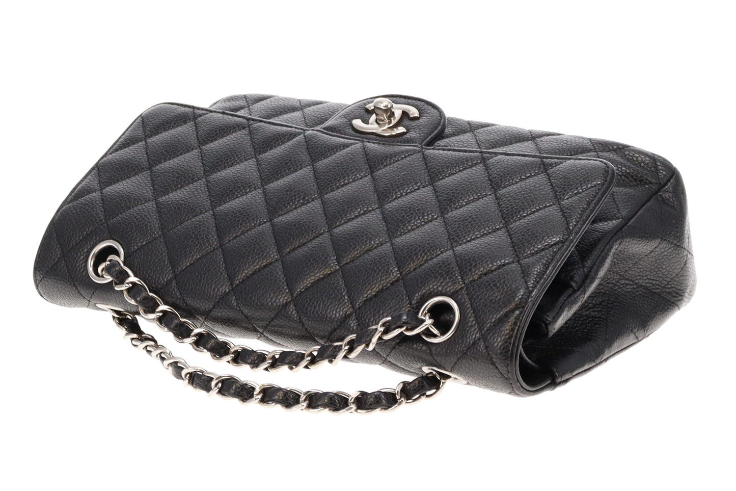 Chanel Black Caviar Silver HW Medium Classic Double Flap 2011