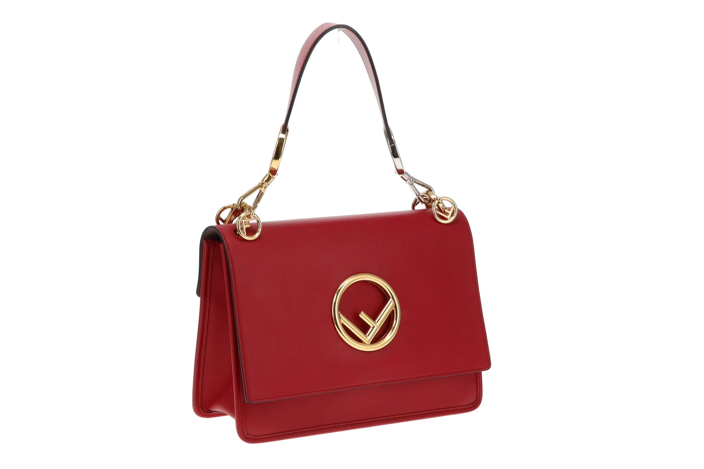 Fendi Red Leather Multi Tone HW Kan I F Bag