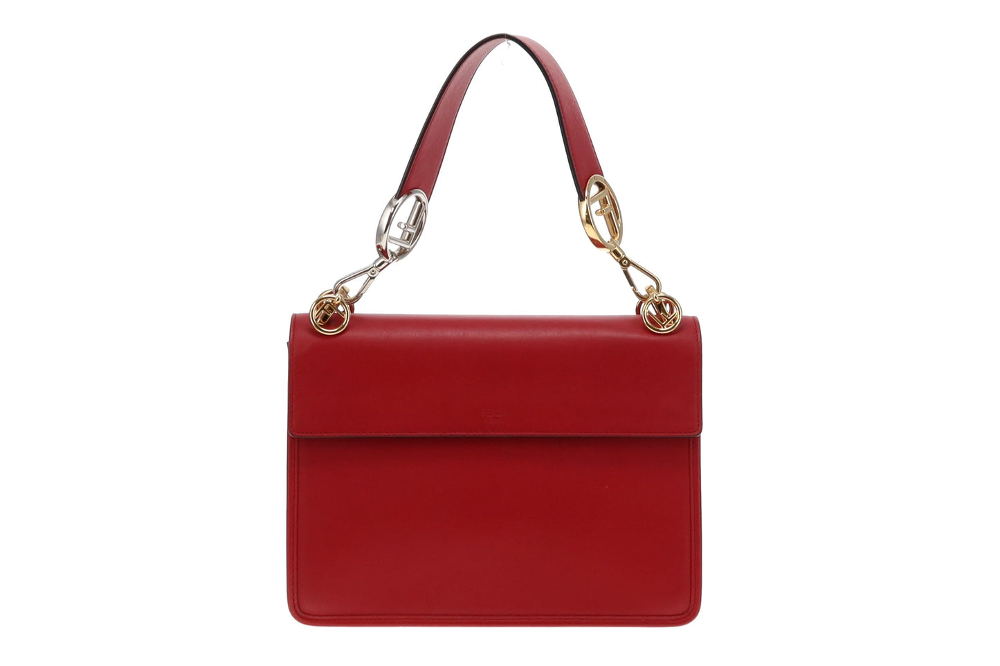 Fendi Red Leather Multi Tone HW Kan I F Bag