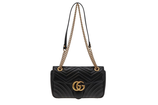 Gucci Black Chevron Leather Small Flap Marmont