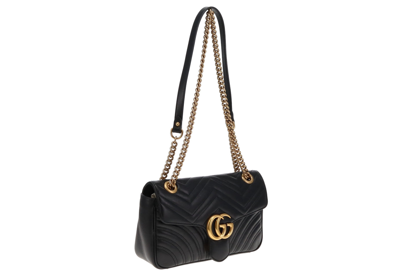 Gucci Black Chevron Leather Small Flap Marmont