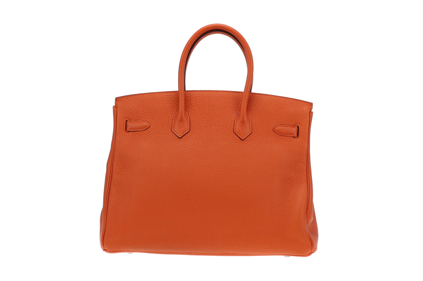 Hermes Orange Togo Leather and Palladium HW Birkin 35 2013 (Q in a square)