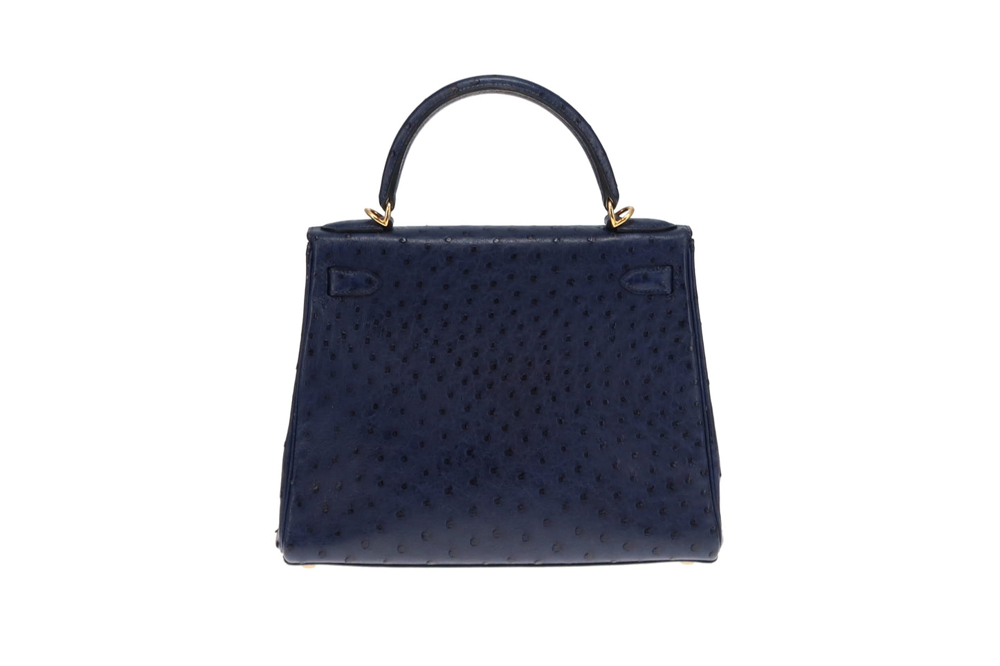 Hermes Rare Bleu Iris Ostrich Retourne Kelly 28cm with Strap 2007