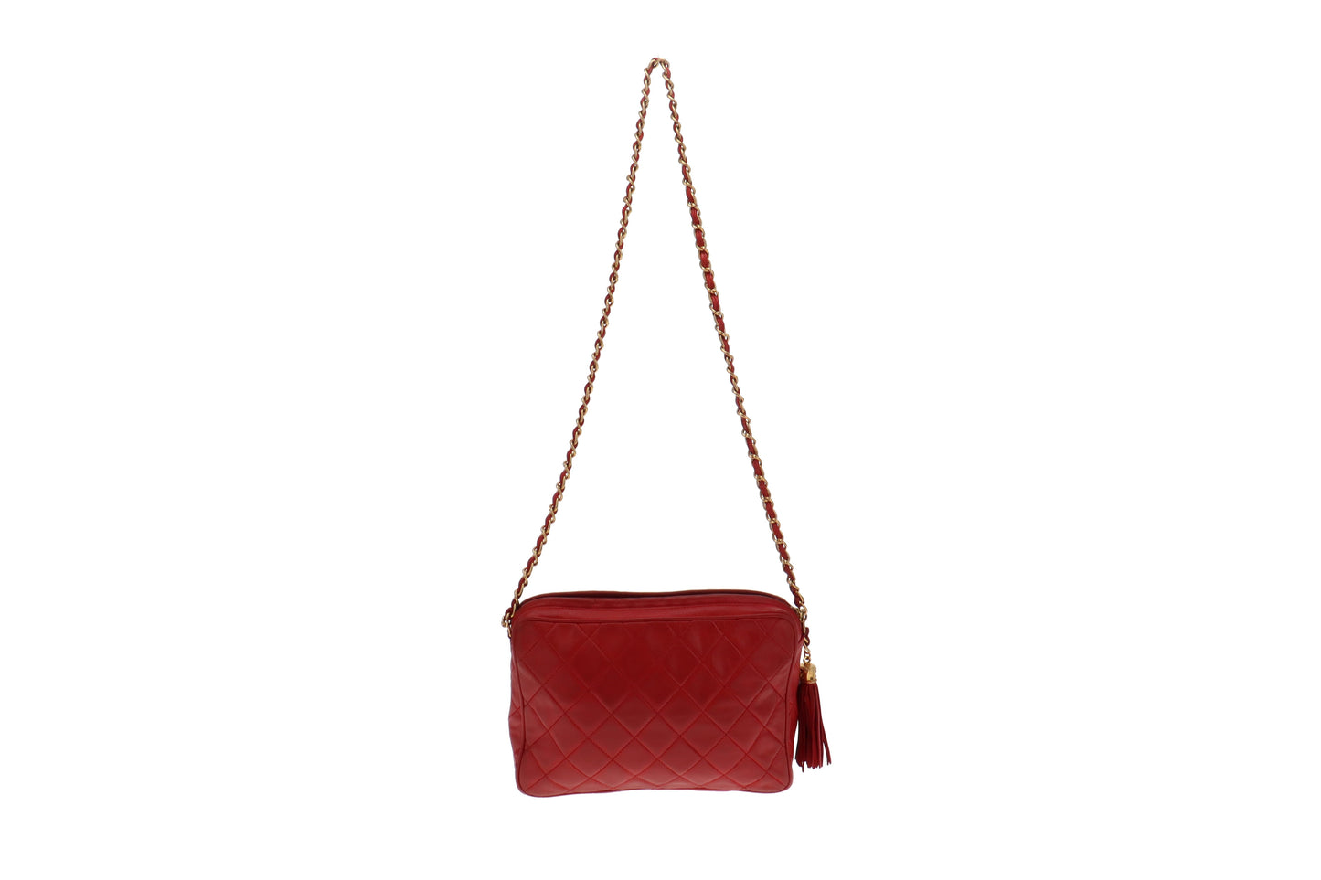 Chanel Vintage Matelasse Lambskin CC Camera Bag Red