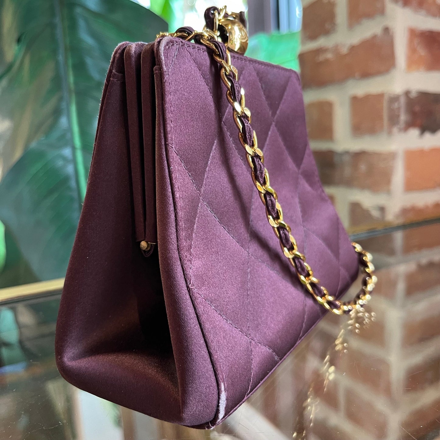 CHANEL Silk Plum Colored Evening Bag TS