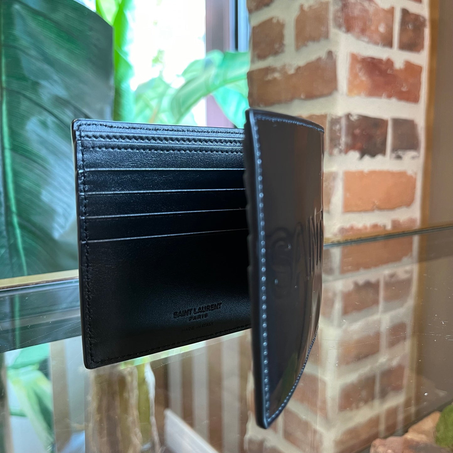 SAINT LAURENT Debossed Logo East West Wallet