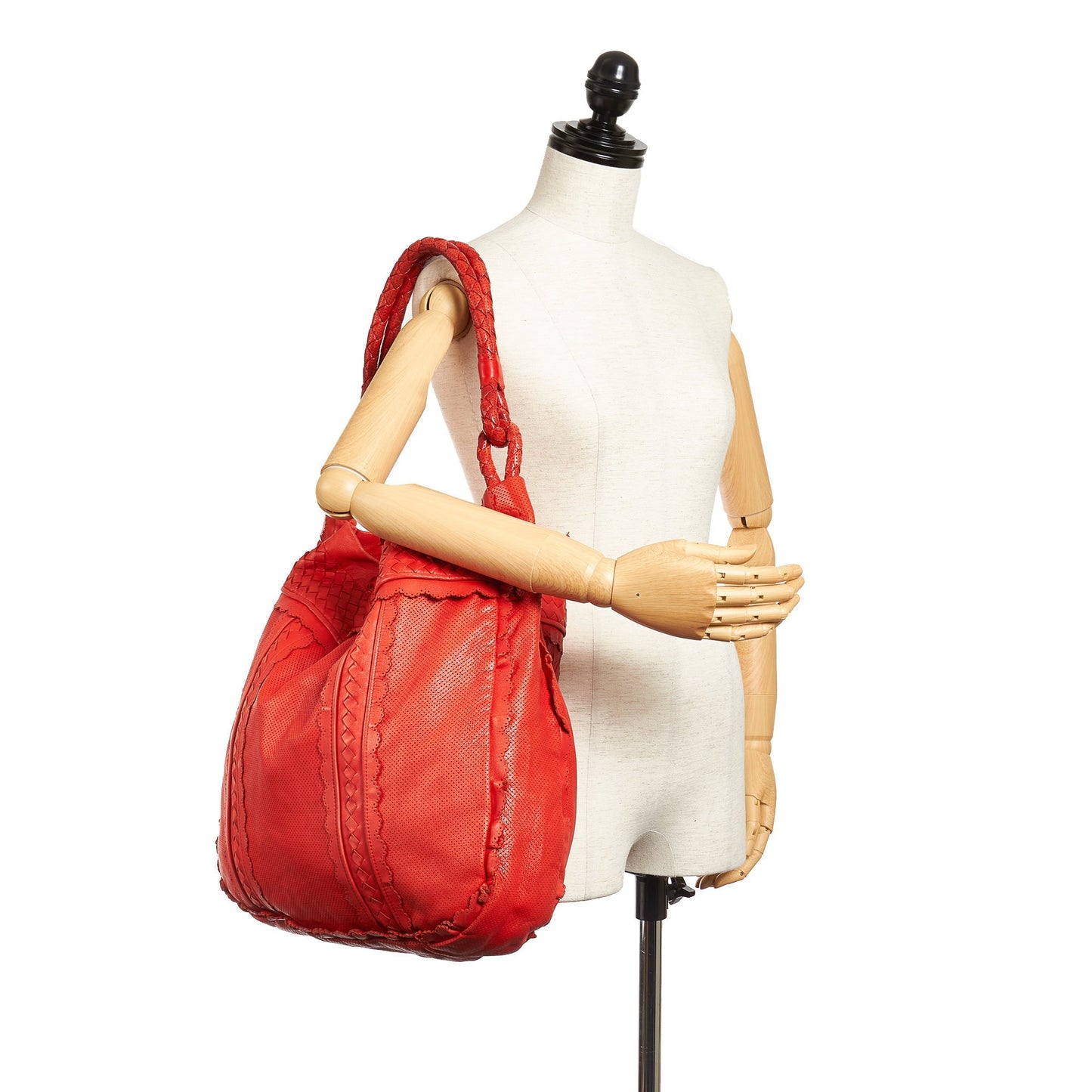 Red Bottega Veneta Intrecciato Leather Tote Bag