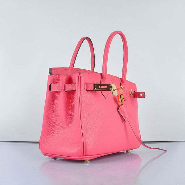 Hermes Birkin 30cm Togo Leather Handbags Lip Pink Golden