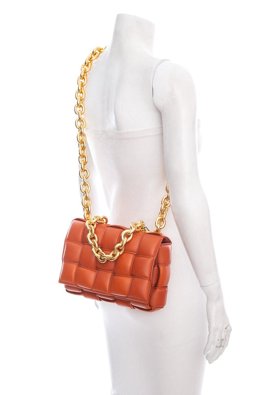 Bottega Veneta Orange Cassette Chain Handbag