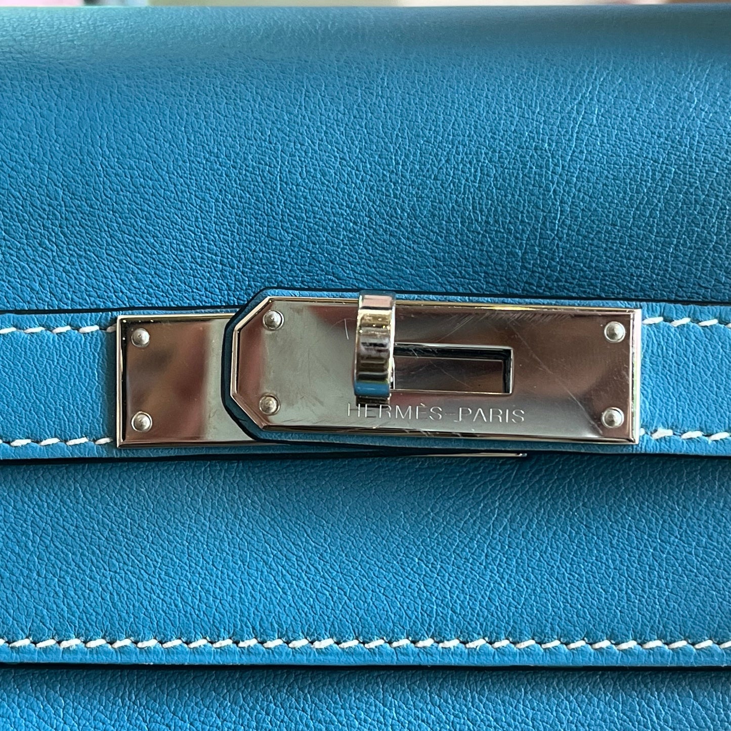 HERMES Bleu Jean Swift Leather Kelly 32