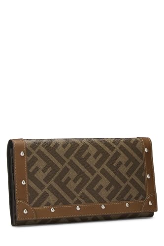 Fendi,  Brown Coated Canvas Long Wallet, Brown