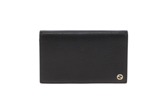 Gucci Black Leather Small Interlocking GG Logo Wallet (missing chain strap)