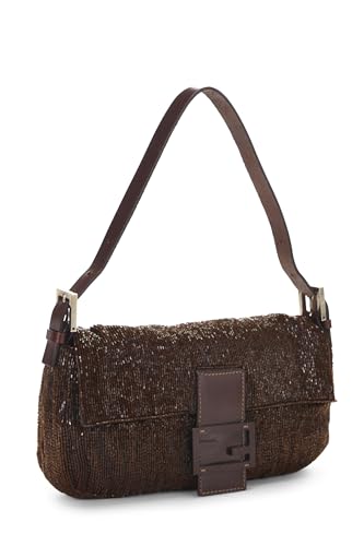 Fendi,  Brown Beaded Baguette, Brown