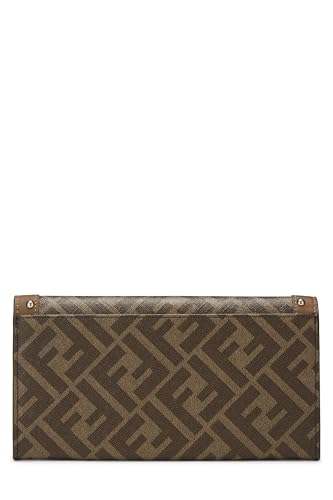 Fendi,  Brown Coated Canvas Long Wallet, Brown