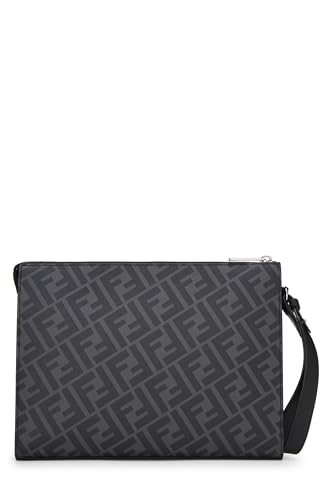 Fendi,  Black Zucca Coated Canvas Clutch, Black