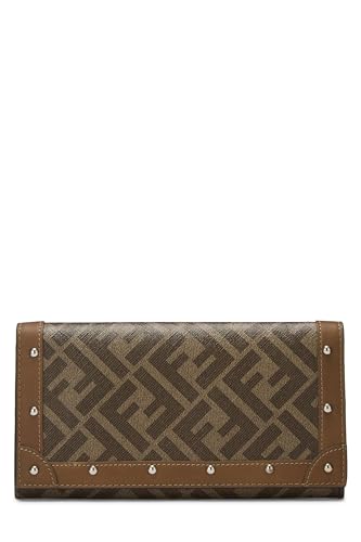 Fendi,  Brown Coated Canvas Long Wallet, Brown