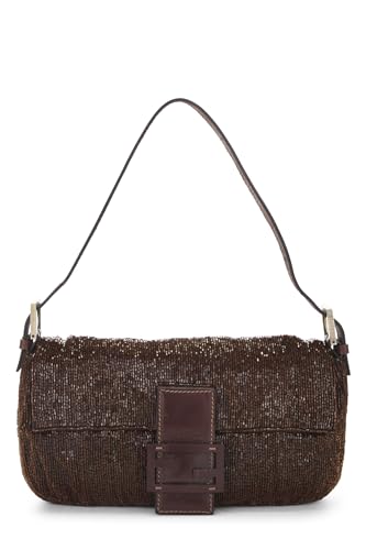 Fendi,  Brown Beaded Baguette, Brown