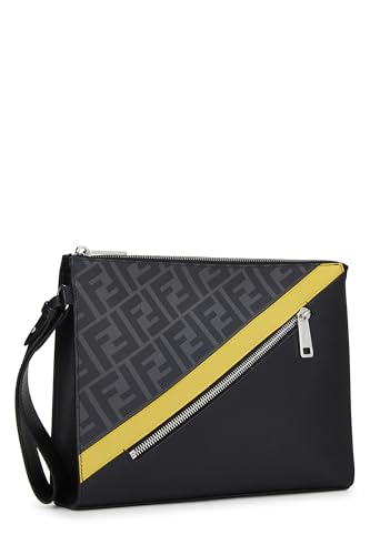 Fendi,  Black Zucca Coated Canvas Clutch, Black