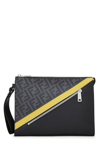 Fendi,  Black Zucca Coated Canvas Clutch, Black