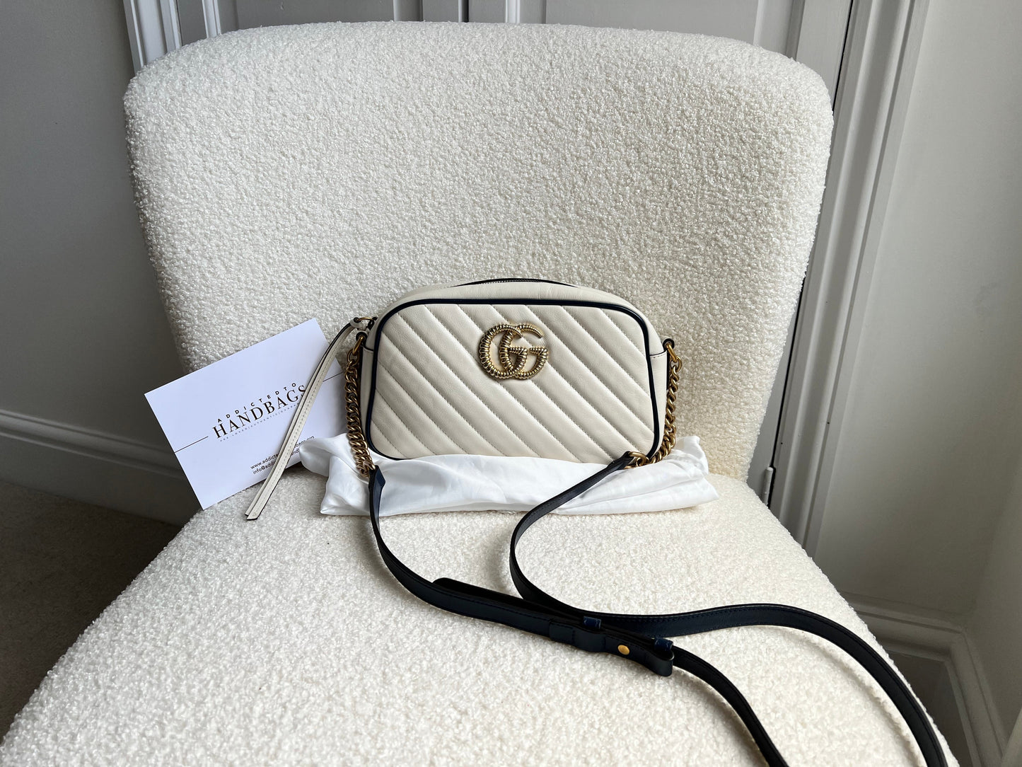 Gucci Torchon GG White Marmont Small Shoulder Bag (RRP £1180)