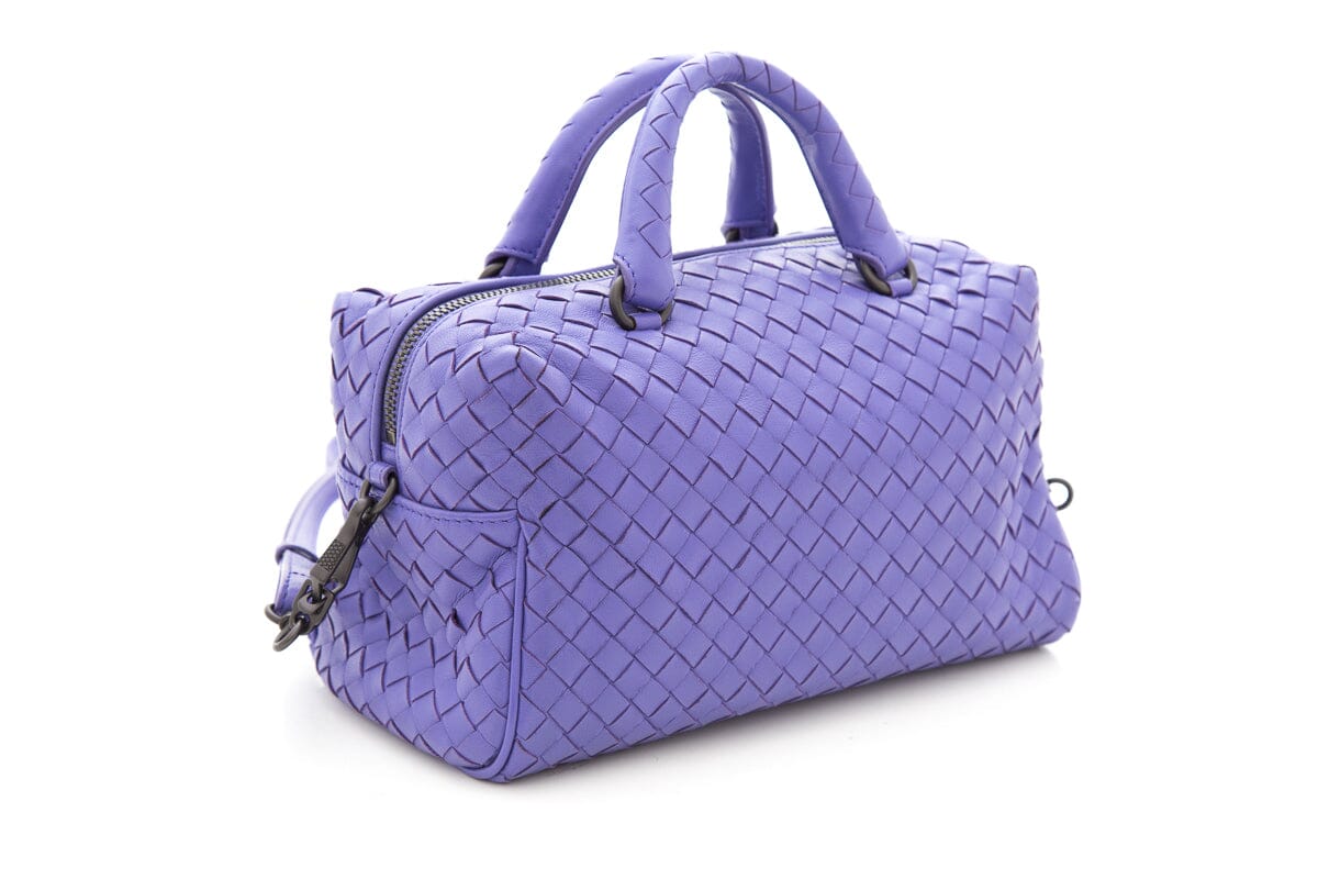 Bottega Veneta Purple Intrecciato Handle Bag W/ Adjustable Strap