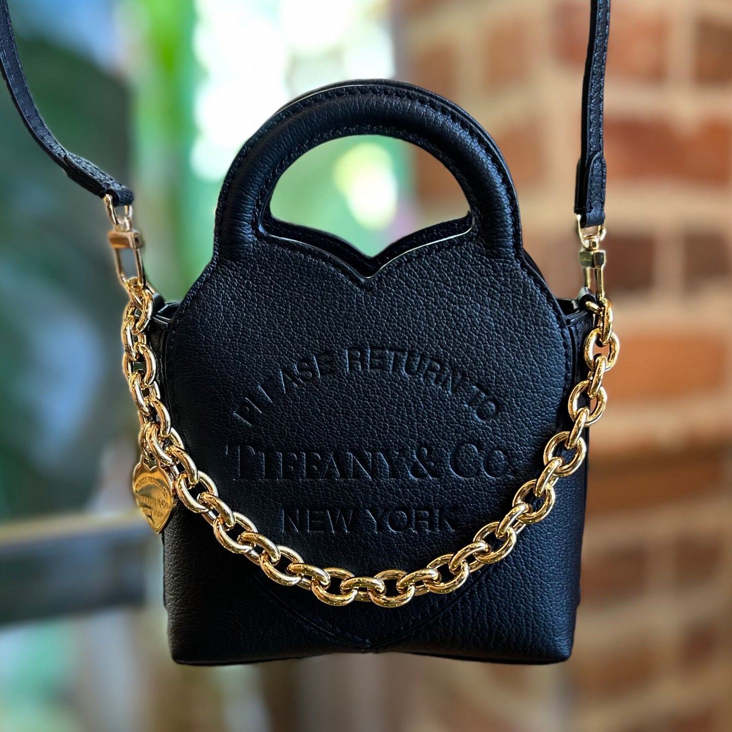 TIFFANY & CO. Charm Mini Black Leather Tote Bag TS