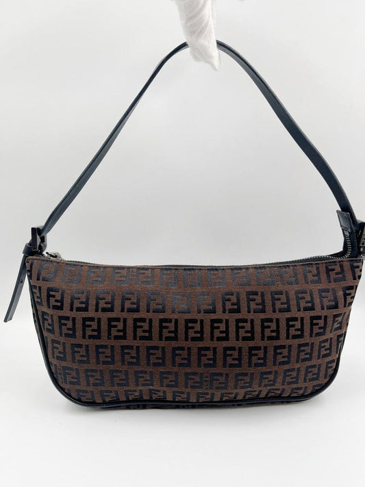 Vintage Fendi Pochette Bag in Brown Zucca Canvas