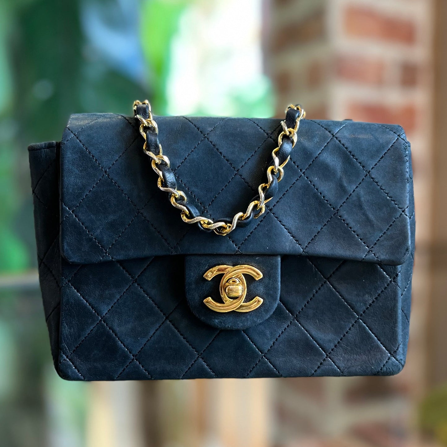 CHANEL Black Vintage Lambskin Quilted Small Single Flap Bag