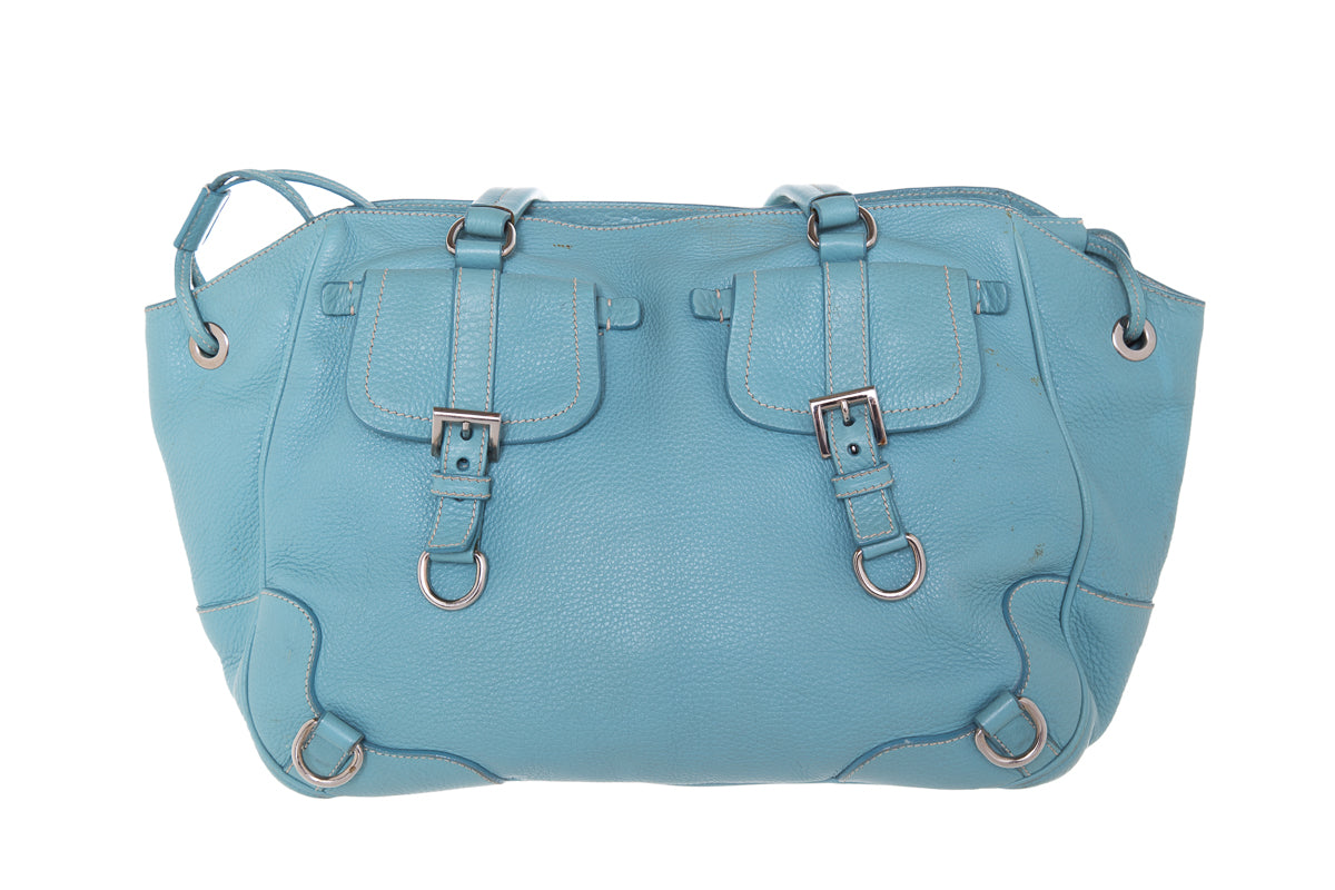 Prada Light Blue Leather Shoulder Bag