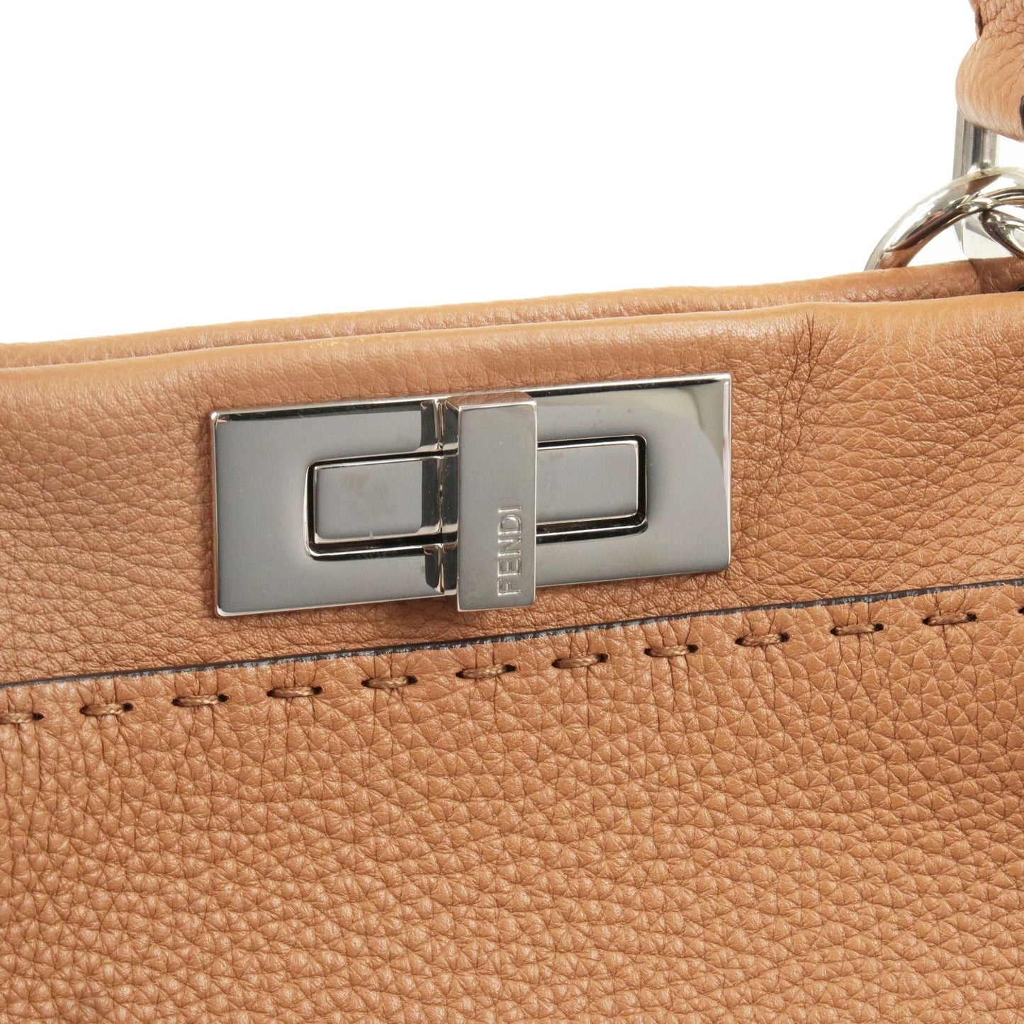 FENDI Selleria Peekaboo Regular 2Way Hand Bag Brown 8BN290